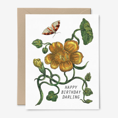 Happy Birthday Darling | Vintage Floral | Botanical Art