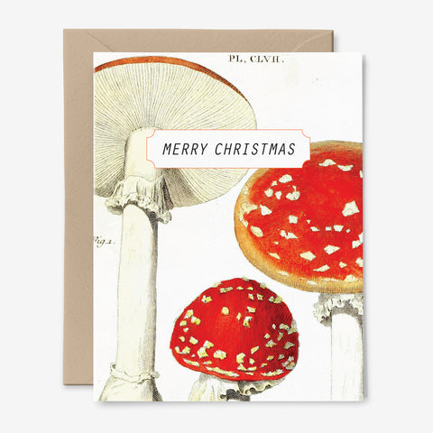 Merry Christmas Mushroom Card | Fungi | Holidays | Botanical