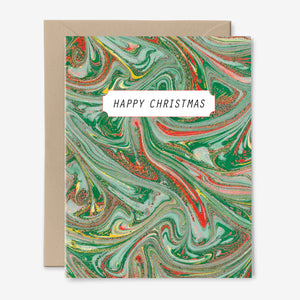 Happy Christmas Card | Holiday | Marbled | Pattern