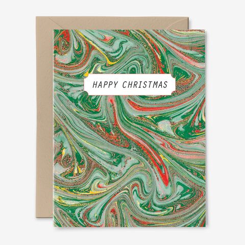 Happy Christmas Card | Holiday | Marbled | Pattern