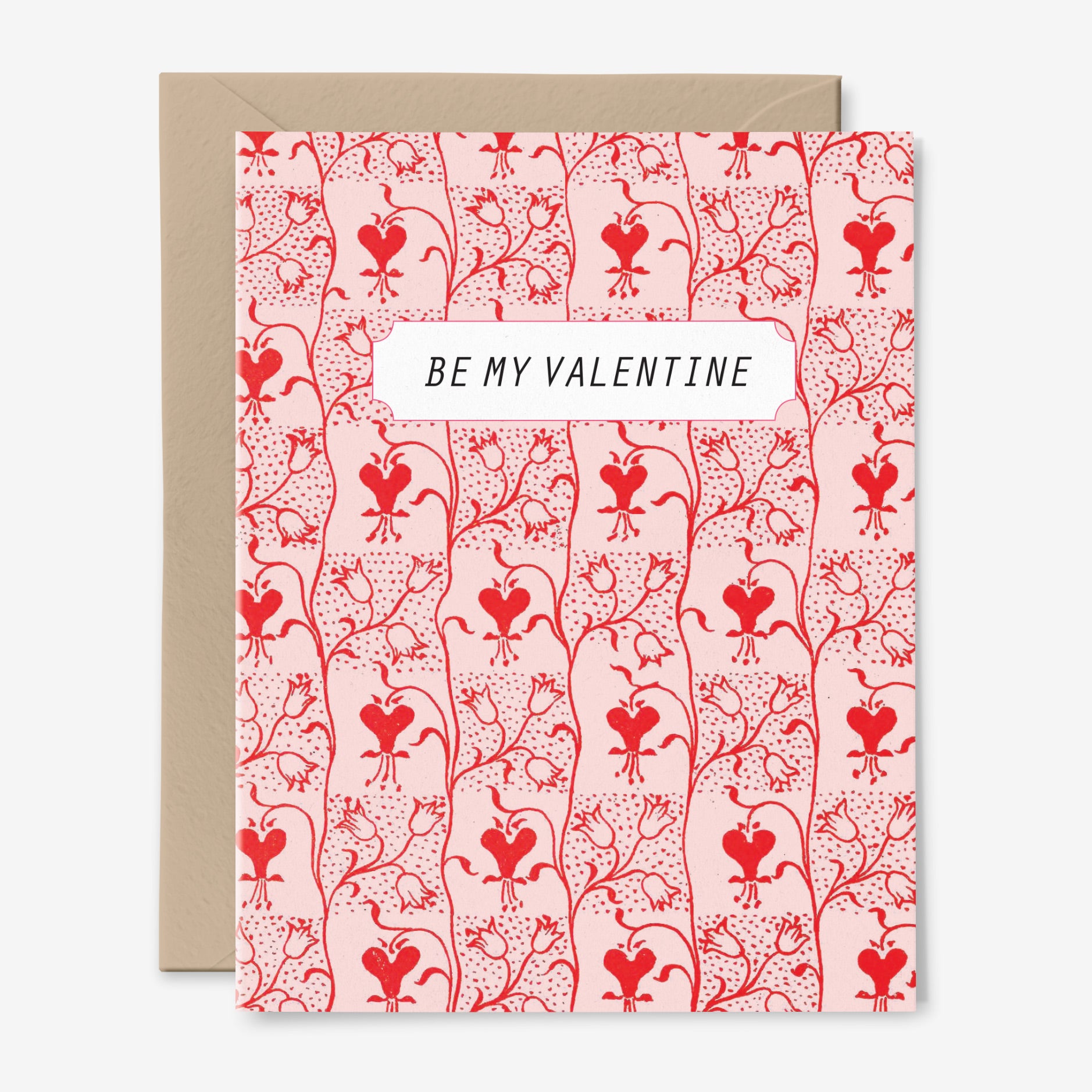 Be My Valentine Card | Flowers | Red | Love | Pattern