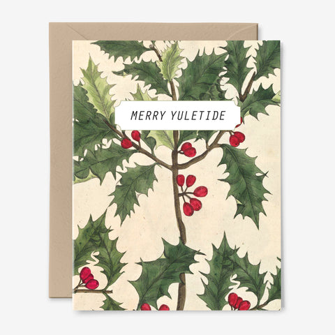 Merry Yuletide Card | Holly | Holiday Card | Botanical Art