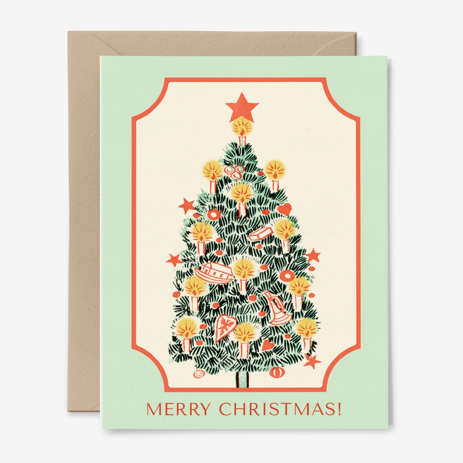 Merry Christmas Tree | Holiday Card | Vintage Art | Ornament