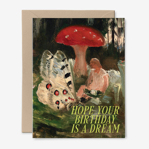 Dreamy Birthday Card | Mushroom | Fairy | Vintage Painting