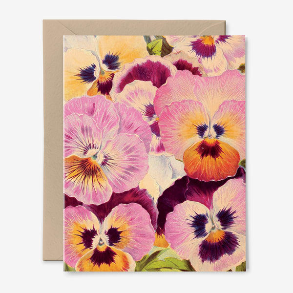 Pansies Greeting Card | Violas | Any Occasion | Floral | Vintage