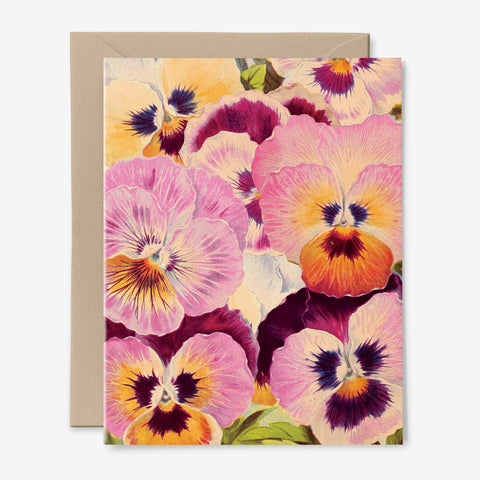 Pansies Greeting Card | Violas | Any Occasion | Floral | Vintage