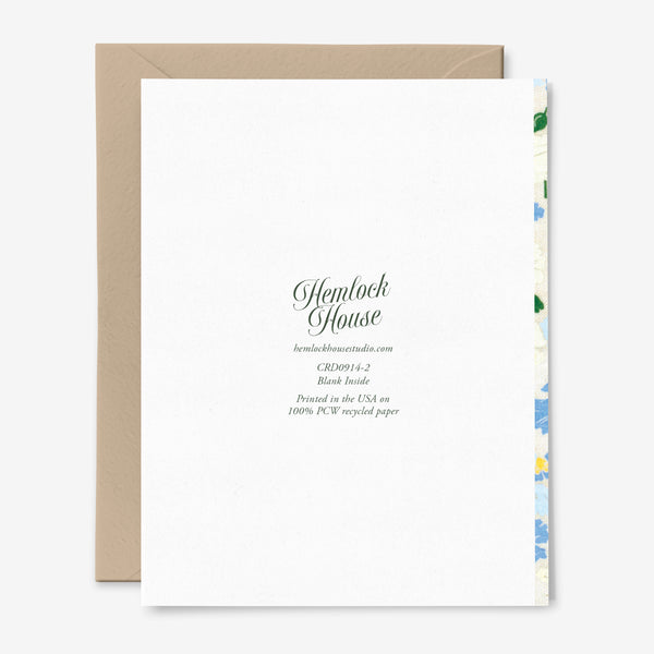 Blue Poppies Greeting Card | Any Occasion | Floral | Vintage Pattern