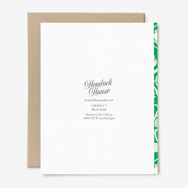Garden Secrets Card | Green | Any Occasion | Floral | Vintage Pattern
