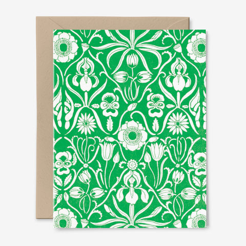 Garden Secrets Card | Green | Any Occasion | Floral | Vintage Pattern