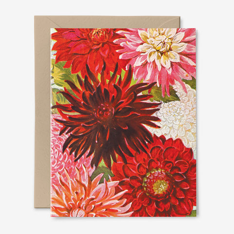 Dahlias Card | Flowers | Any Occasion | Floral | Vintage Art